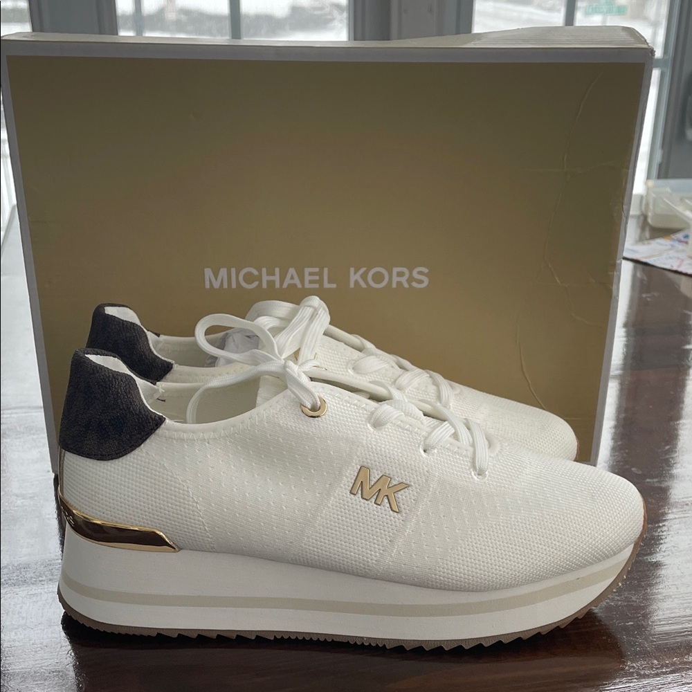 NEW! Michael Kors White and Gold Women's Sneakers